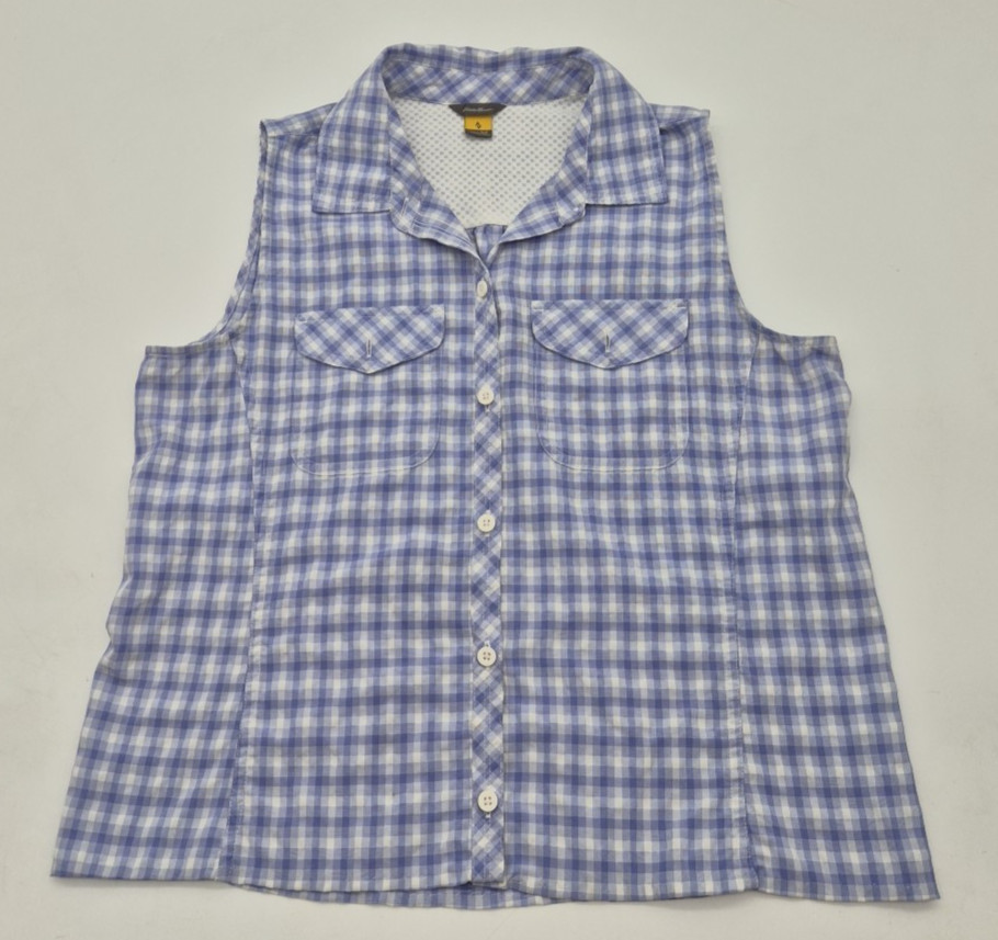 Eddie Bauer Women’s M Sleeveless Button Up Top Multicolor Plaid Nylon/Polyester