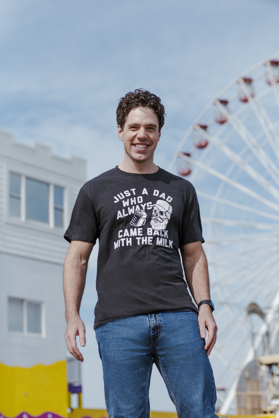 Mens Funny T Shirts Just A Dad Who Always Came Back With The Milk Sarcastic