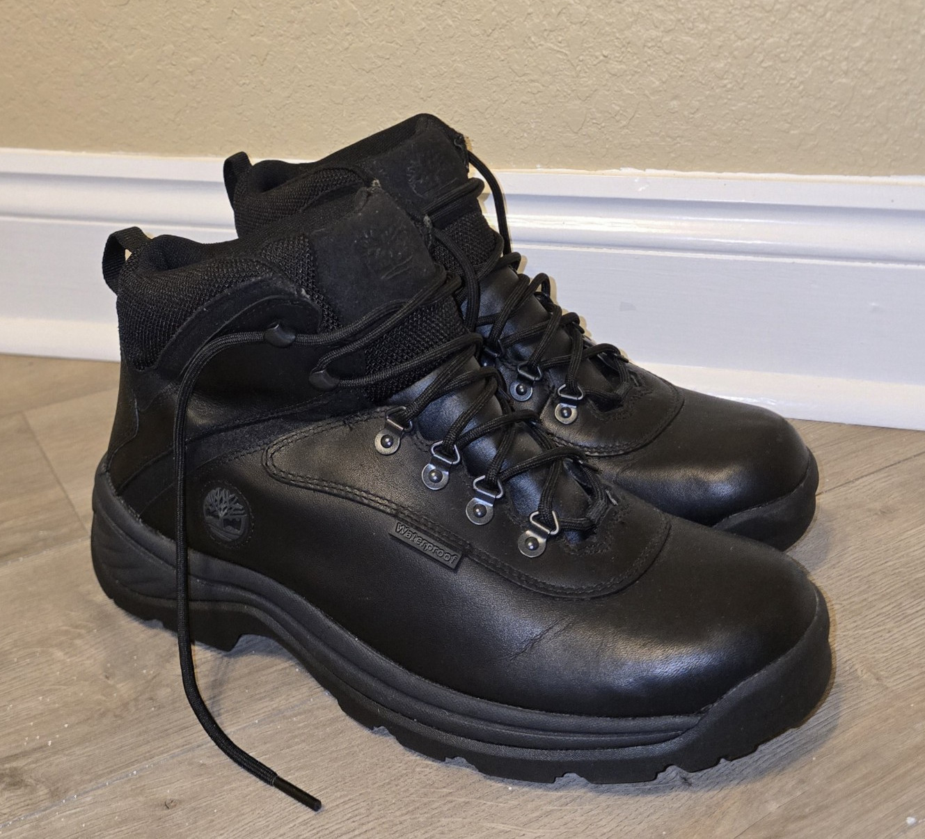 Timberland Men’s Black Leather Lace-Up Ankle Hiker Boots Round Toe US 11