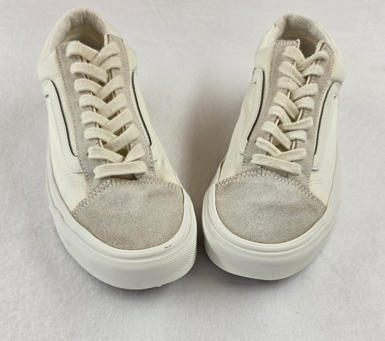 Vans Old Skool 2-Tone Marshmallow White Suede Canvas Skate Shoes Men’s size 7.5