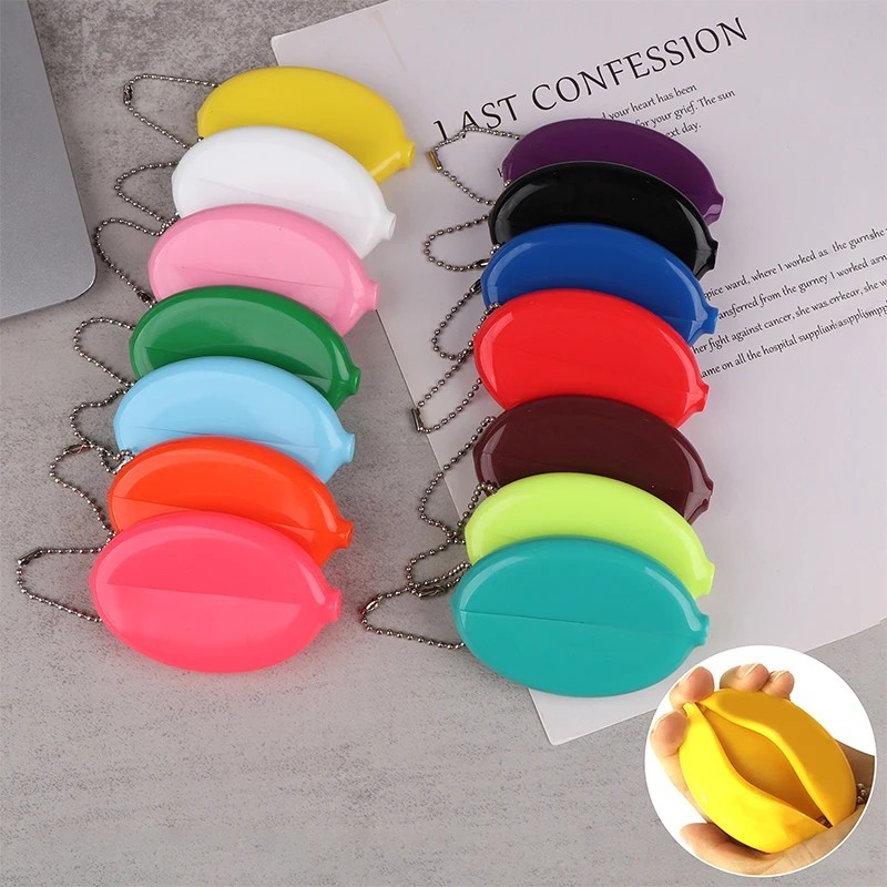 RUBBER SQUEEZE OVAL COIN PURSE MENS WOMENS MONEY HOLDER WALLET