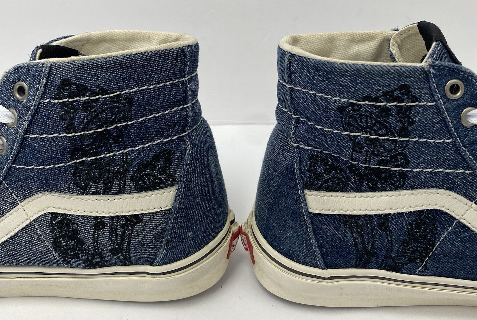VANS M11 Sk8-Hi Mushroom Embroidery Blue Denim Black Shrooms Skate Shoes Rare