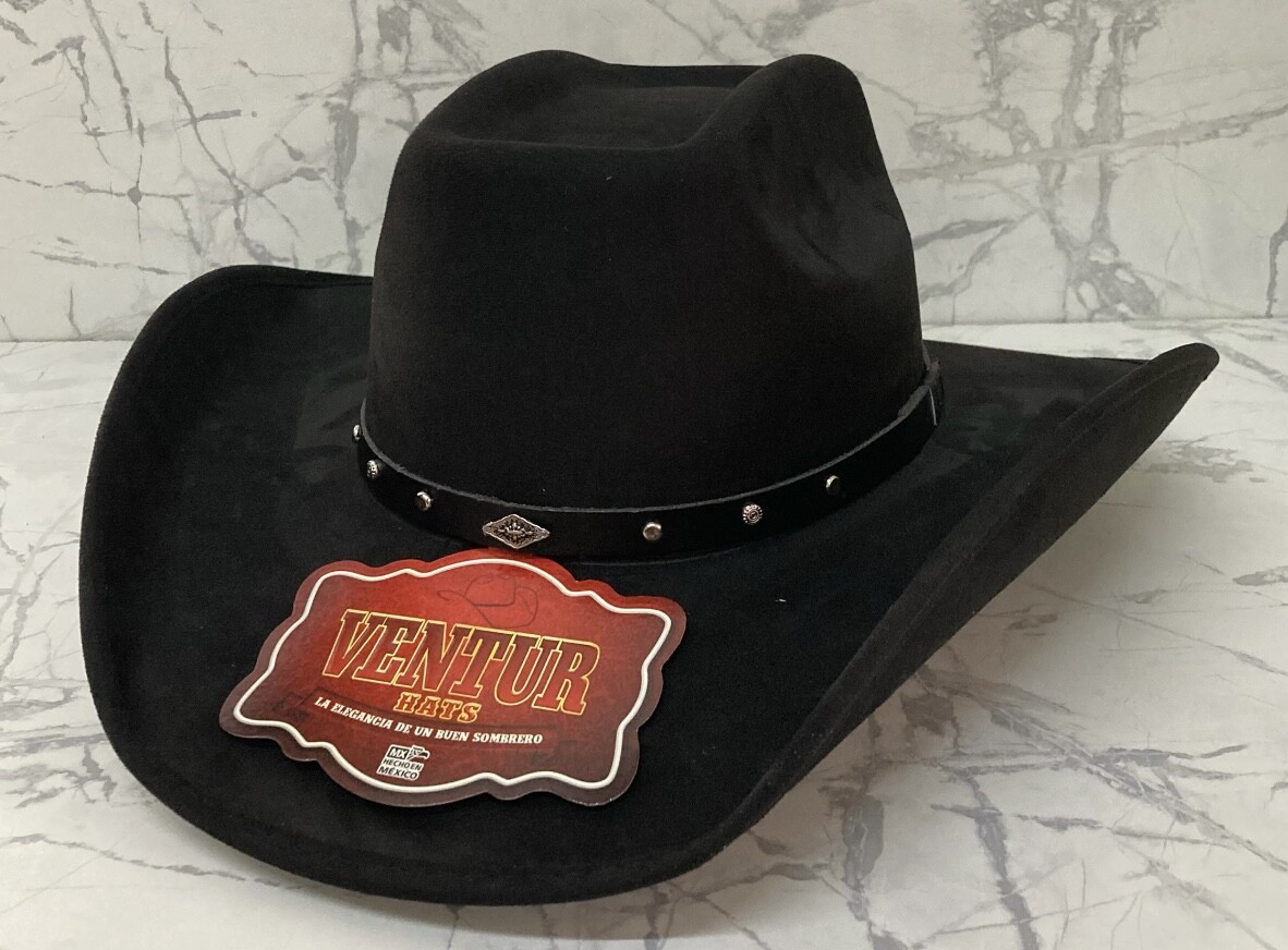 MENS WESTERN COWBOY RODEO HAT BLACK SUEDE STYLE COWBOY RIDING HAT TEXANA VAQUERA