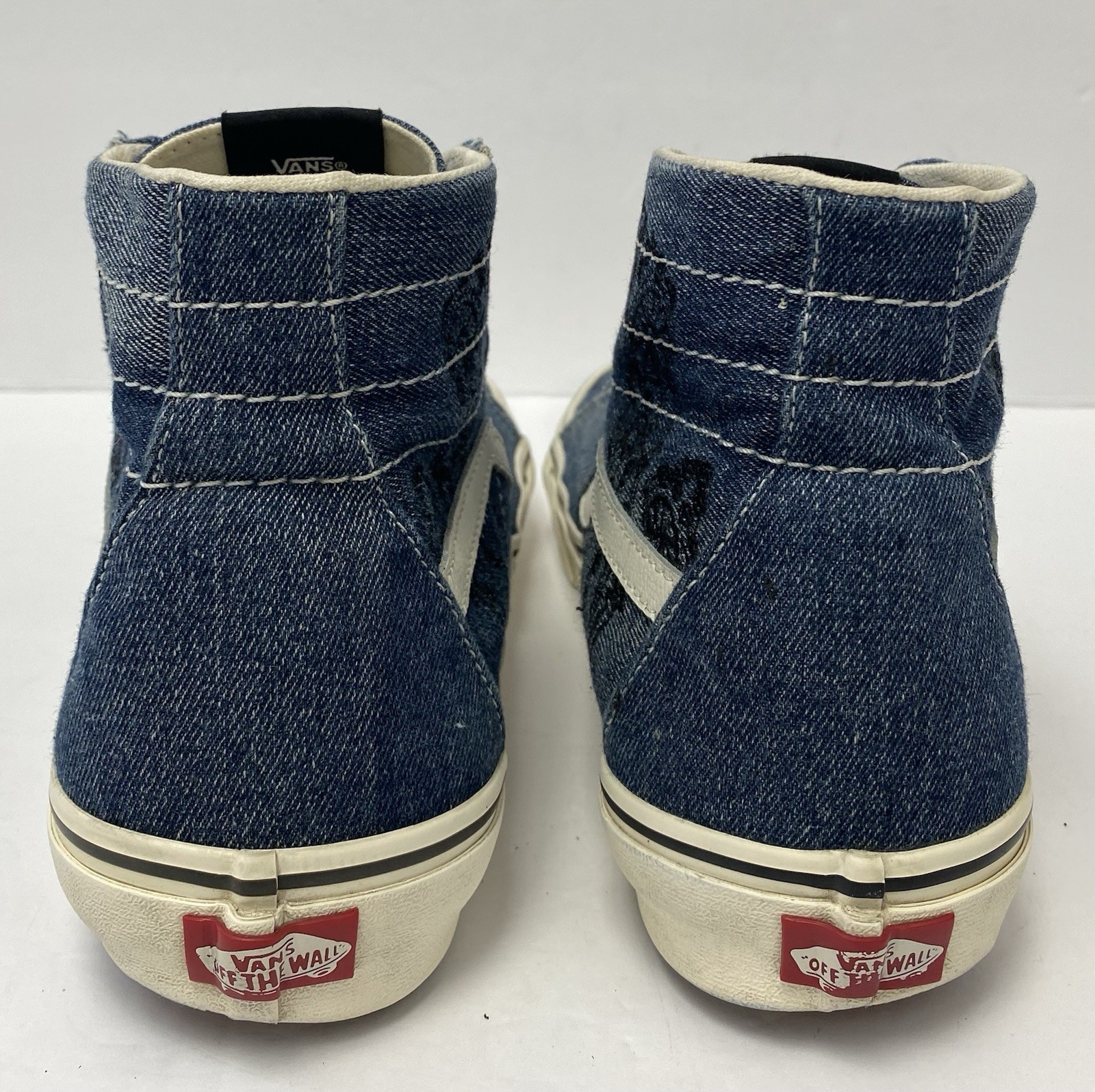 VANS M11 Sk8-Hi Mushroom Embroidery Blue Denim Black Shrooms Skate Shoes Rare