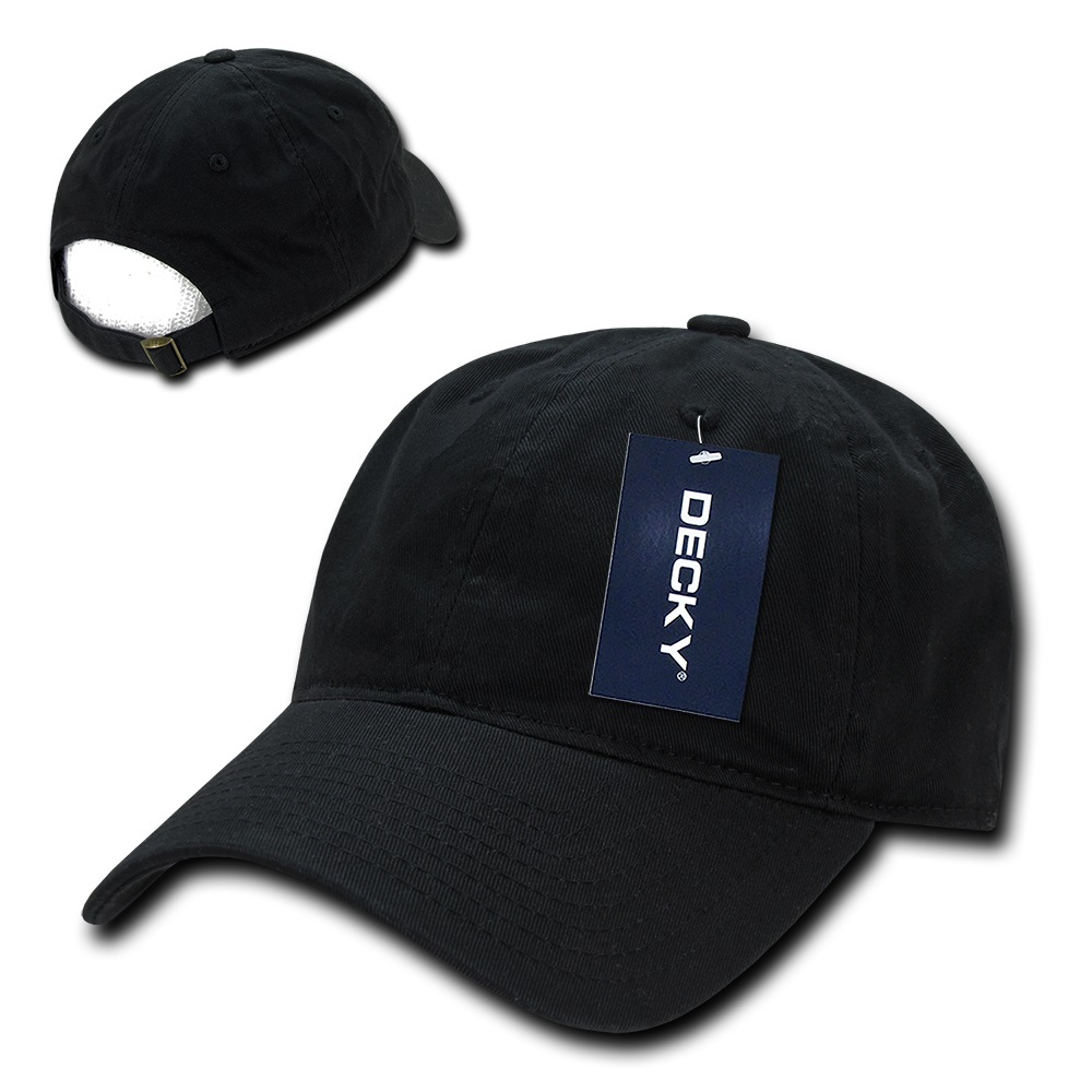 Black Plain Solid Blank Washed Cotton Polo Style Low Crown Baseball Ball Hat Cap