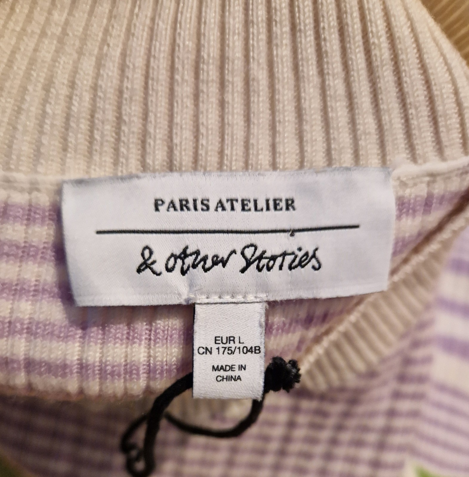 ​& Other Stories Paris Atelier Wool Blend Striped Ribbed Mock Neck Top Vest L