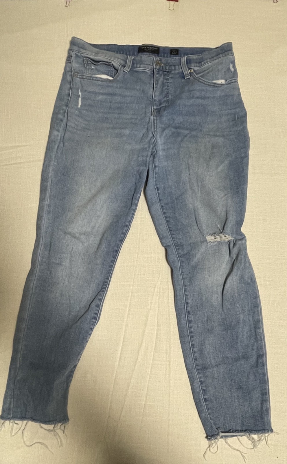 Womens Lucky Brand Blue Distressed Skinny Jeans (Size 14)