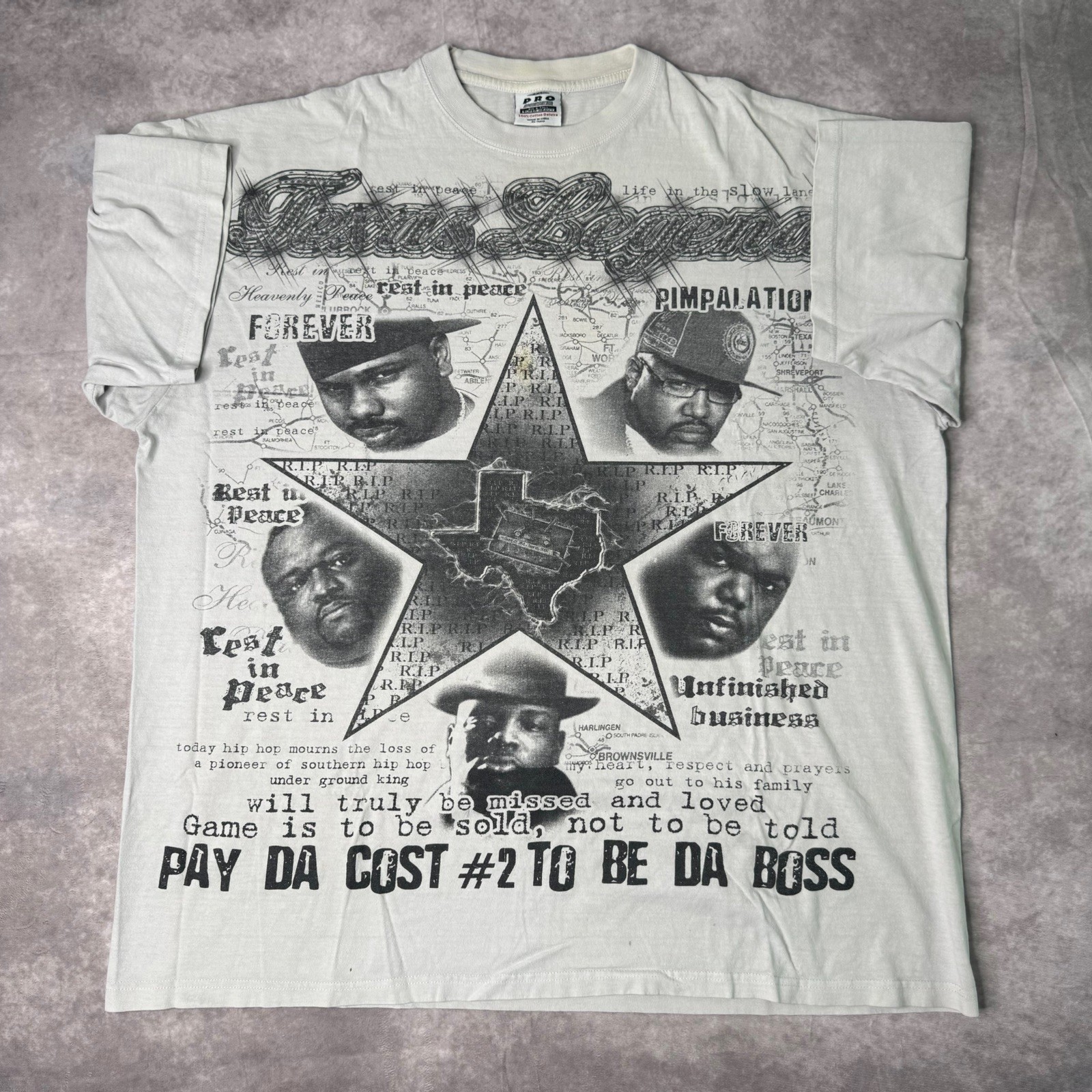 Vintage Y2K/2000 Rap Tee AOP Rare DJ Screw, Texas Legends Rap Piece 3XL