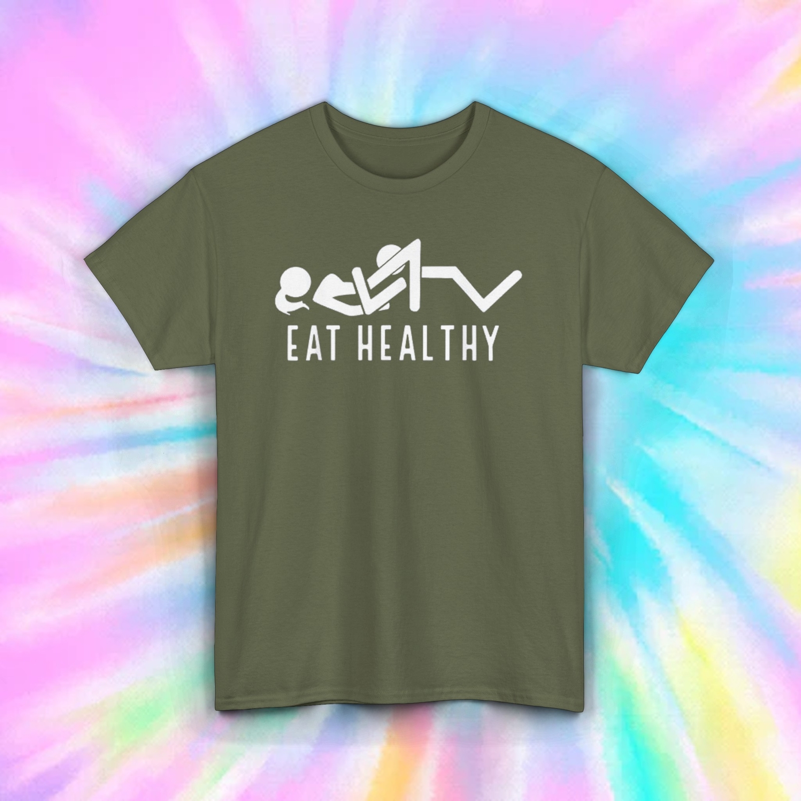 Eat Healthy T-Shirt | Funny Graphic Tee | Humor Design | Adult Joke S-5XL