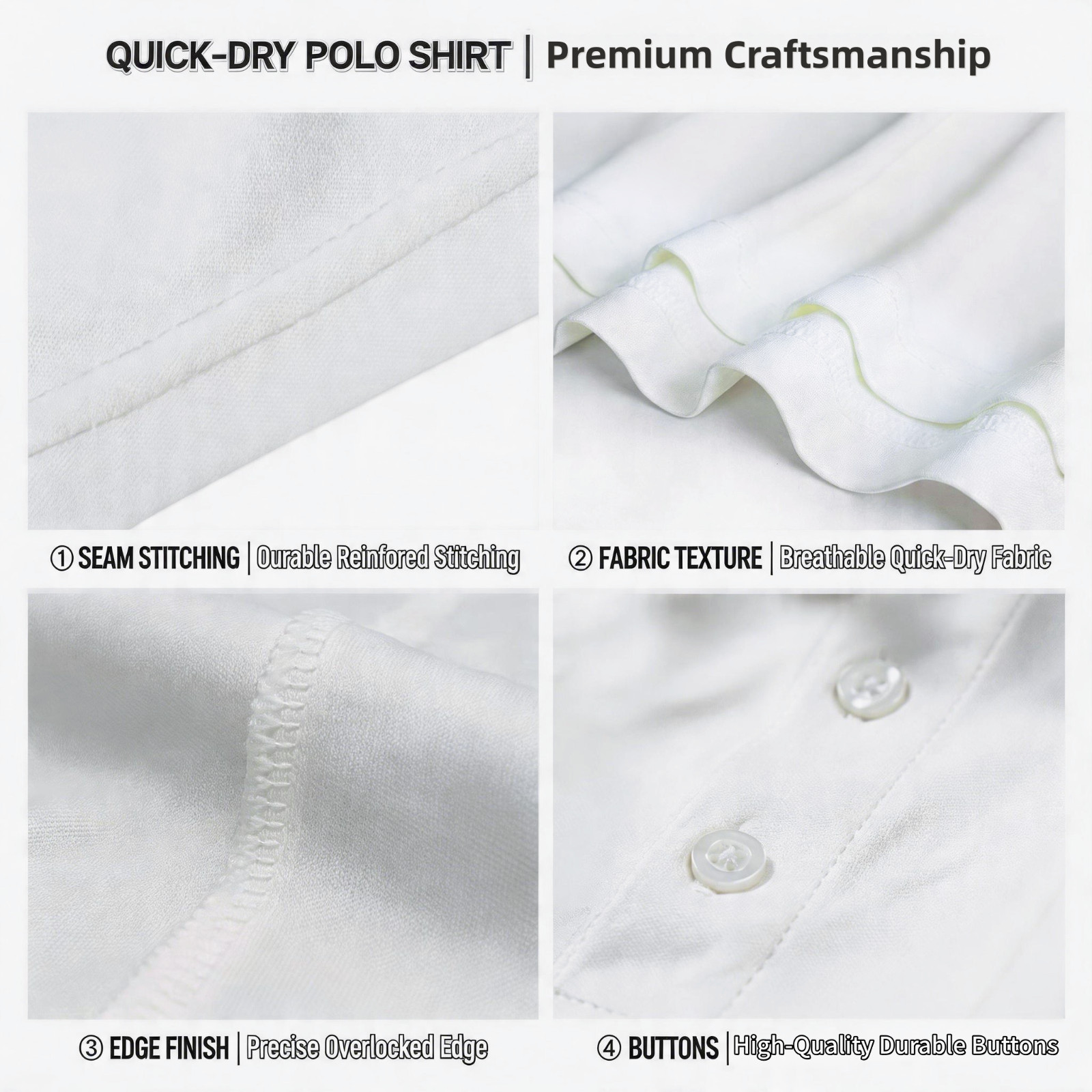 Men’s Quick Dry Polo Shirt UPF 50+ Moisture Wicking Performance Sport Golf Polo