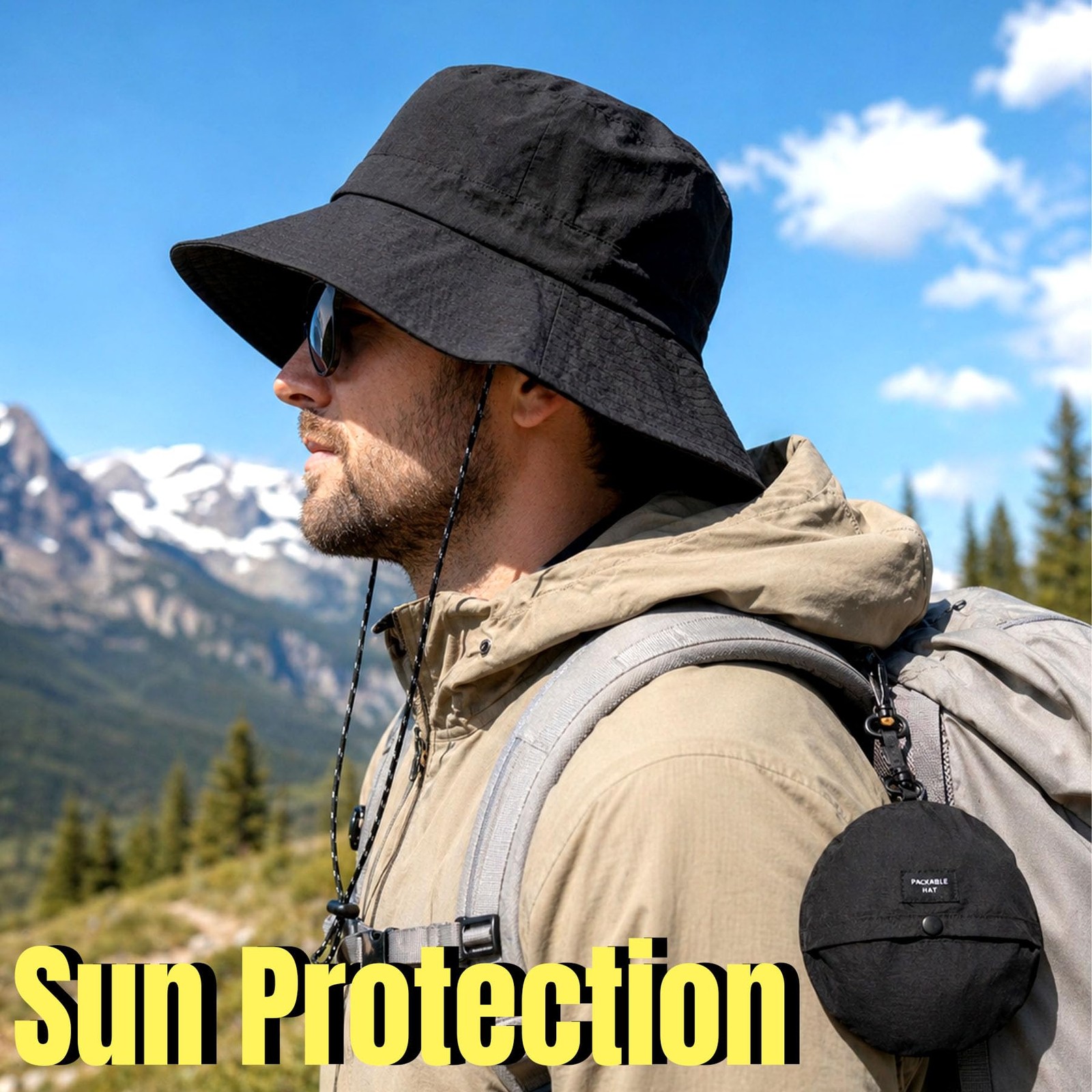 PFFY Packable Sun Bucket Hat for Men Women Outdoor UV Protection Sun Hats