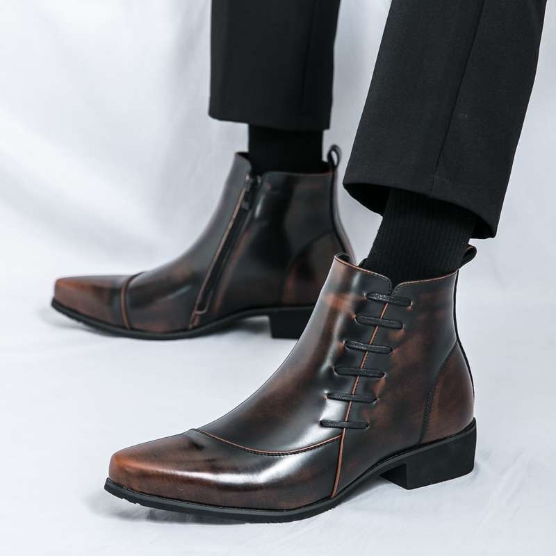 Men’s Chukka Side Lace Ankle Boots Leather Business Banquet Dress Shoes Vintage