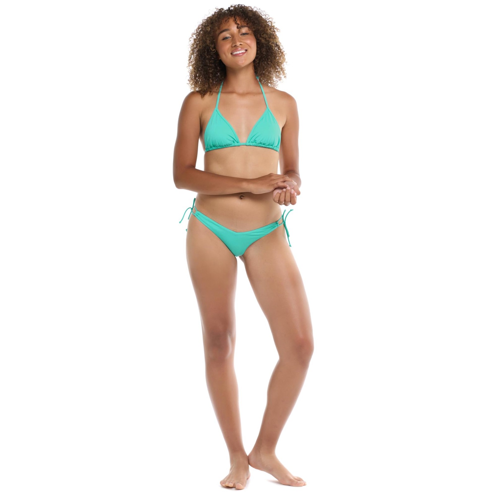 Eidon Leah High Cut V-Front Tie Side Cheeky Bikini Bottom Swimsuit Exuma Medium