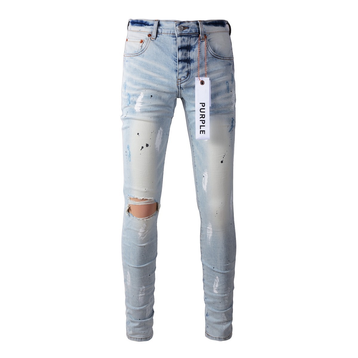 2026 New Purple brand Men’s personalized fashion inkjet Blue jeans