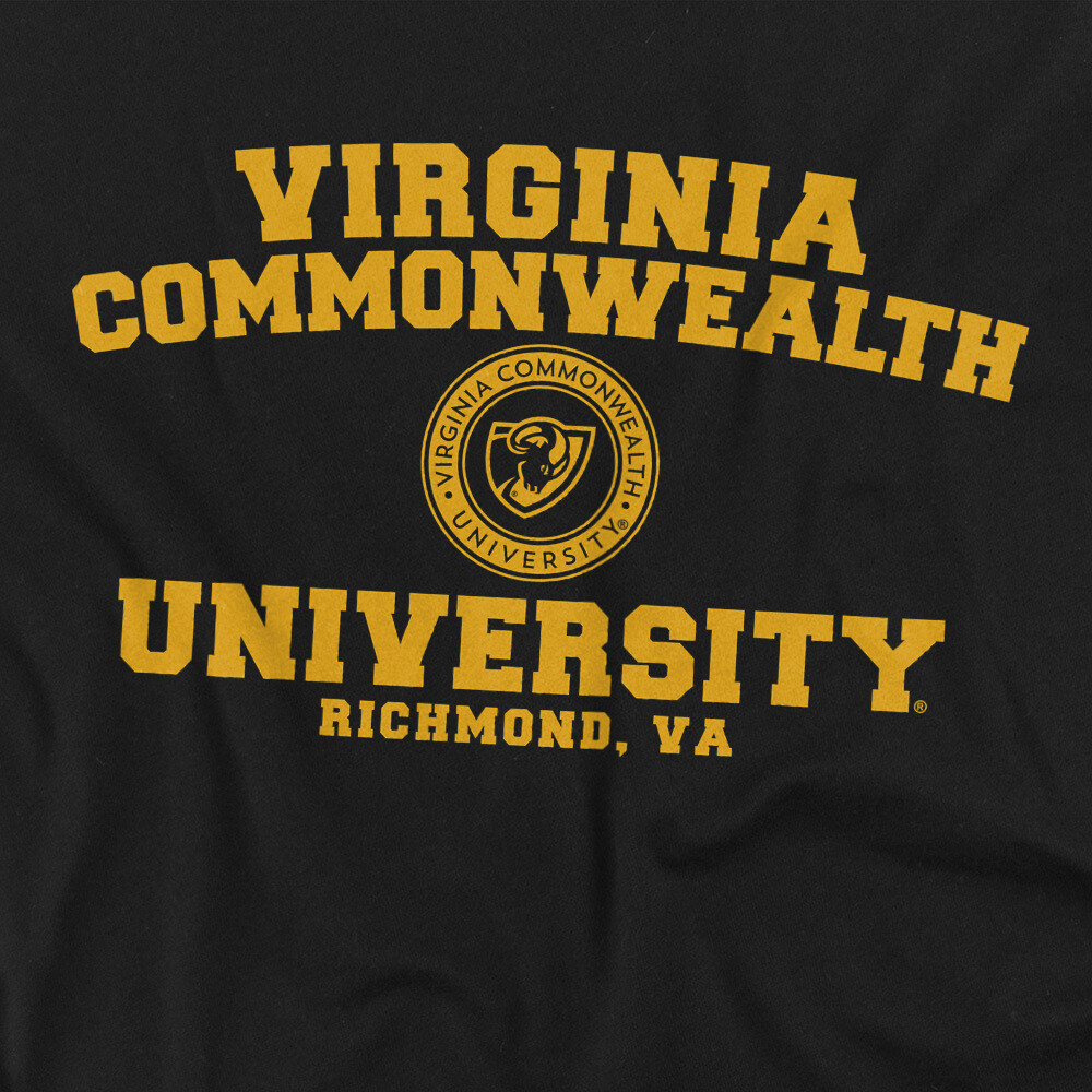 Virginia Commonwealth University Adult T-Shirt Circle Logo, Black, S-7XL
