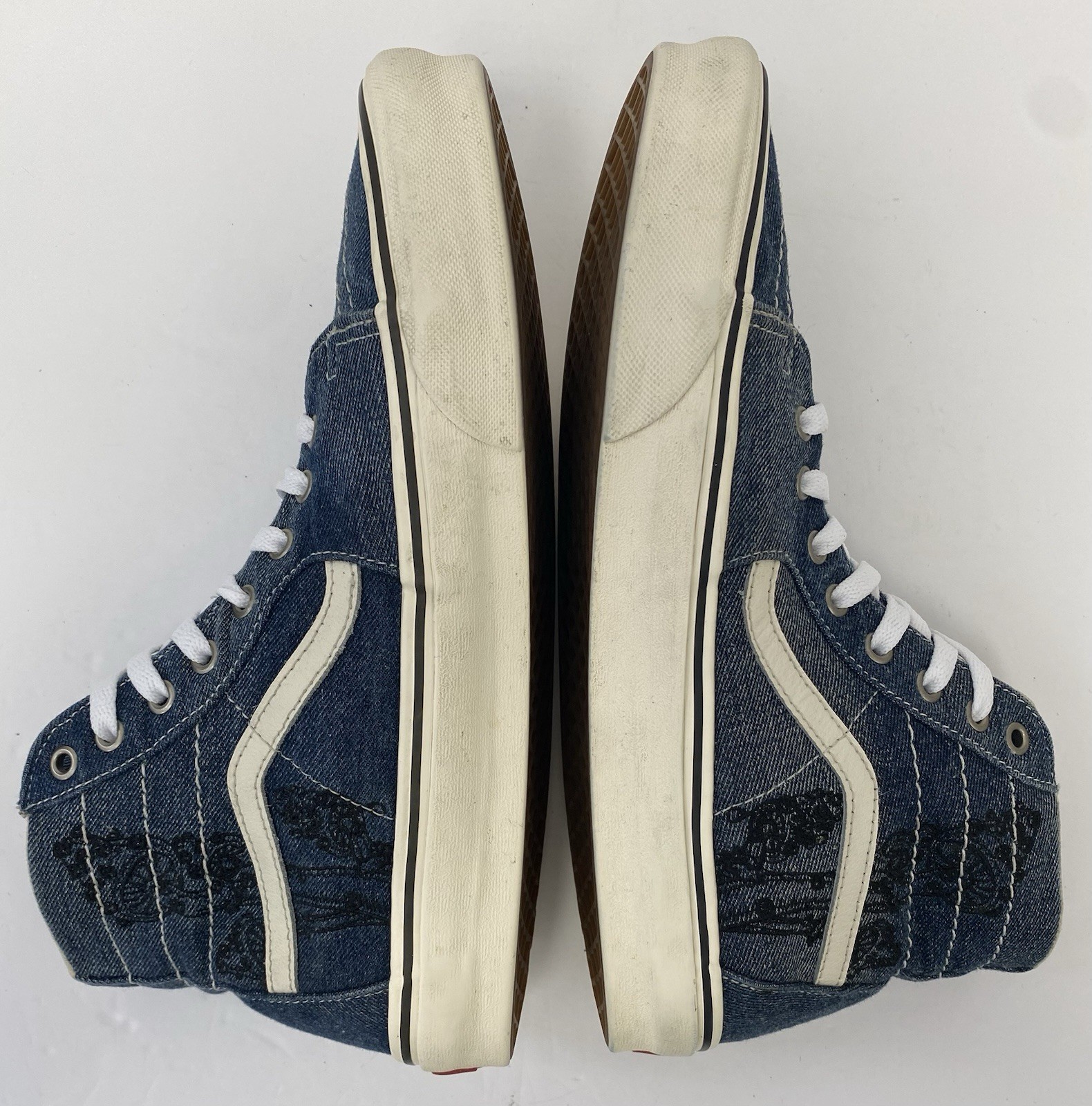 VANS M11 Sk8-Hi Mushroom Embroidery Blue Denim Black Shrooms Skate Shoes Rare