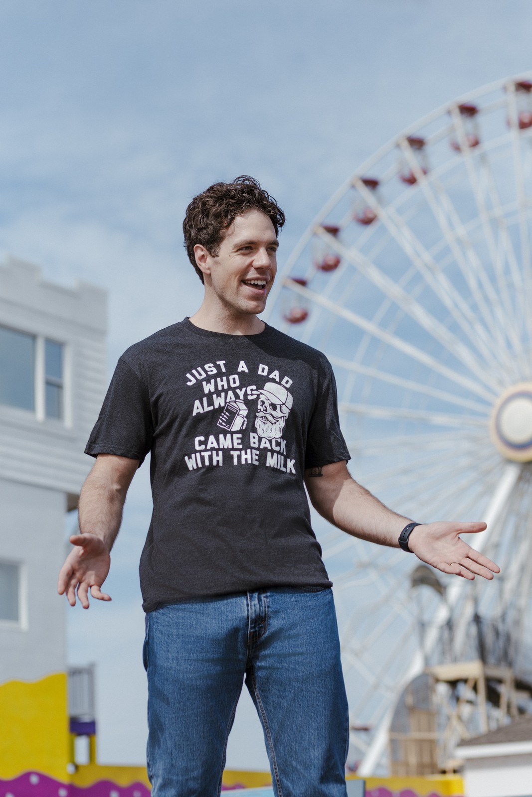 Mens Funny T Shirts Just A Dad Who Always Came Back With The Milk Sarcastic