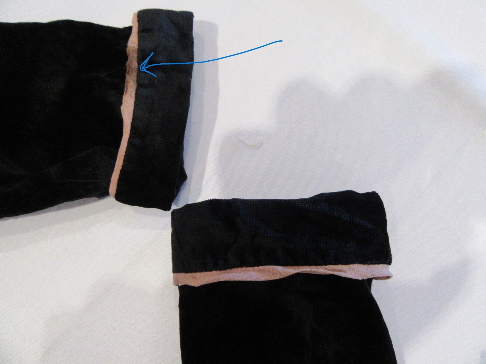 ANTIQUE VINTAGE 1920S DRESS BLACK COTTON VELVET DROP WAIST PRIM STRONG M F10