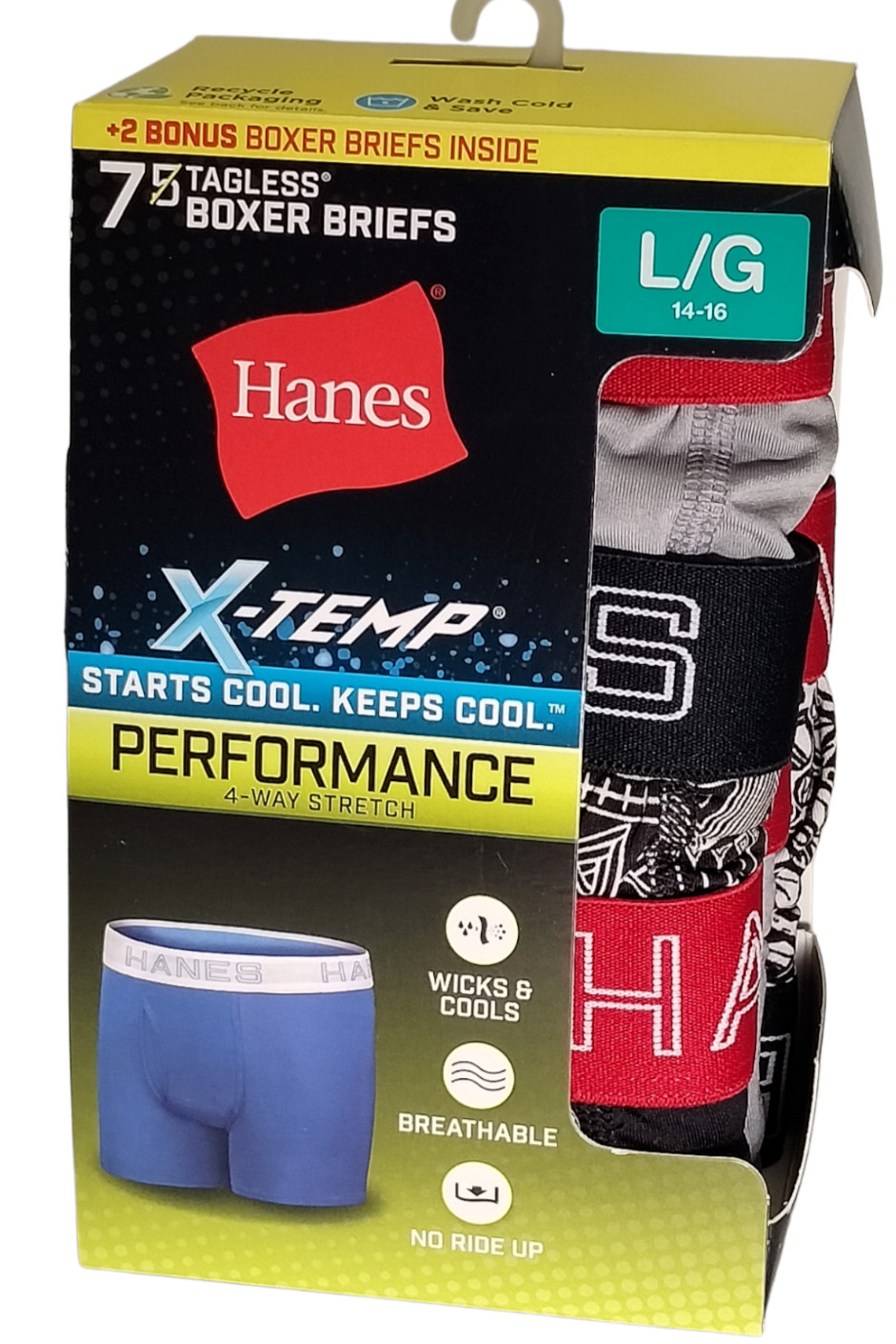 Hanes 7 Pack X-Temp Performance Boxer Briefs 4-Way Stretch Boys S M L XL ~NEW~
