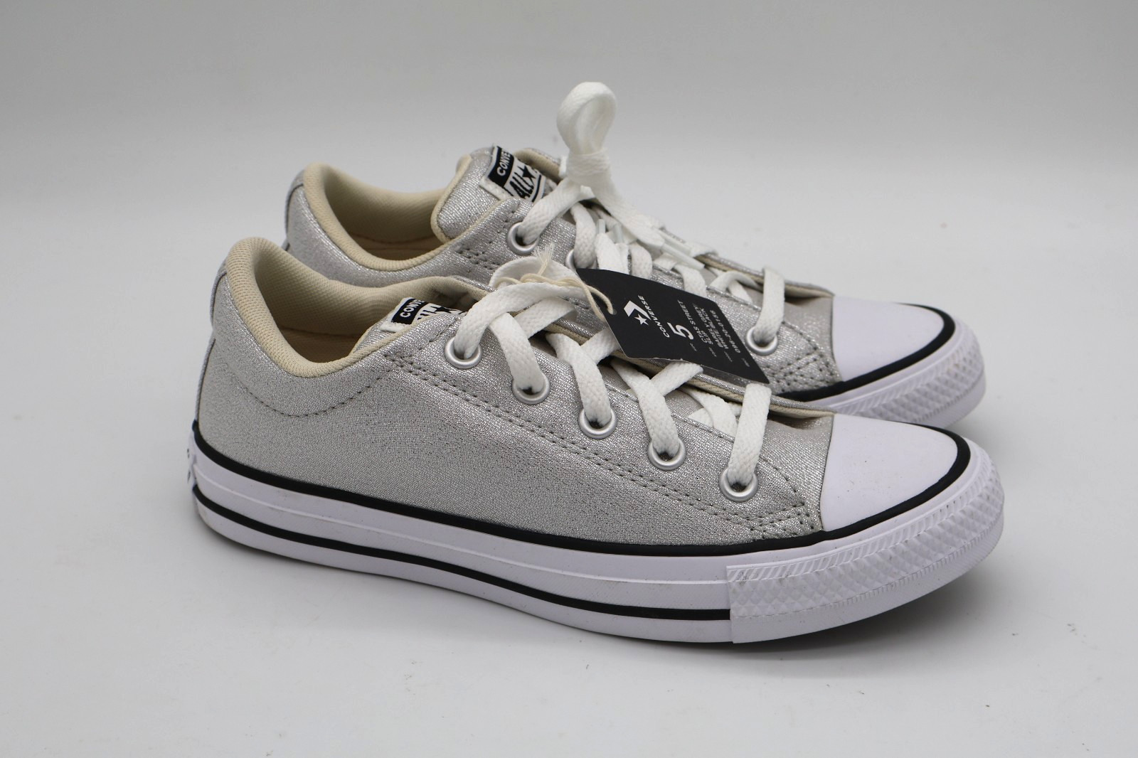 Converse Adult Street Low Top Lurex Shine Sneakers Silver M5/W7 NWT