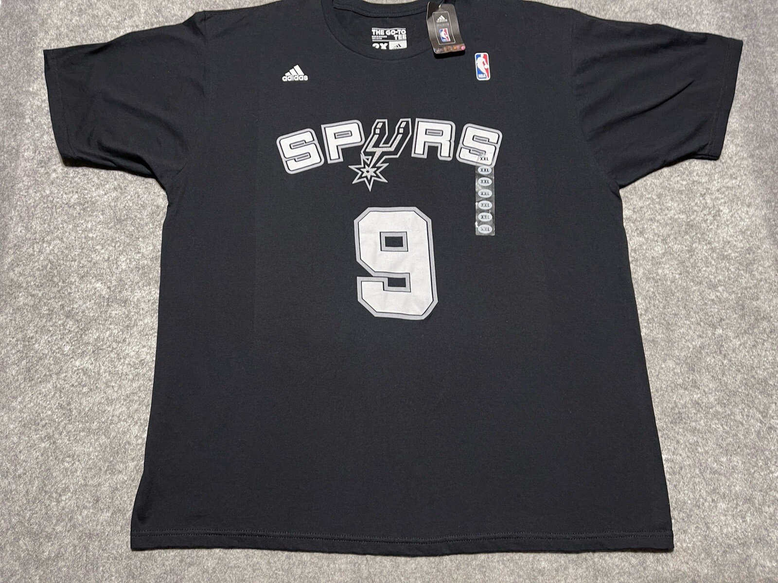 NEW Adidas Black 2XL #9 Tony Parker San Antonio Spurs NBA basketball Shirt Point