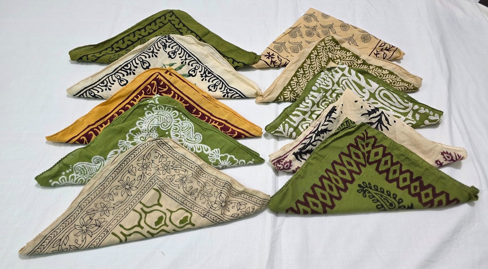 10 Pieces Set Bandana Block Print Bandana Georgette Pattern 21″x21″ Big Scarf