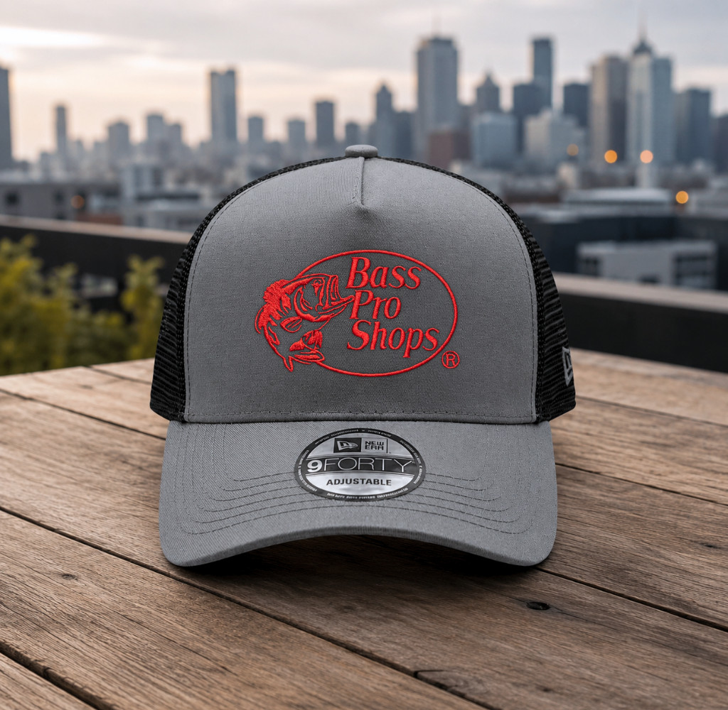 Bass Pro Shops Grey Snapback Trucker Hat