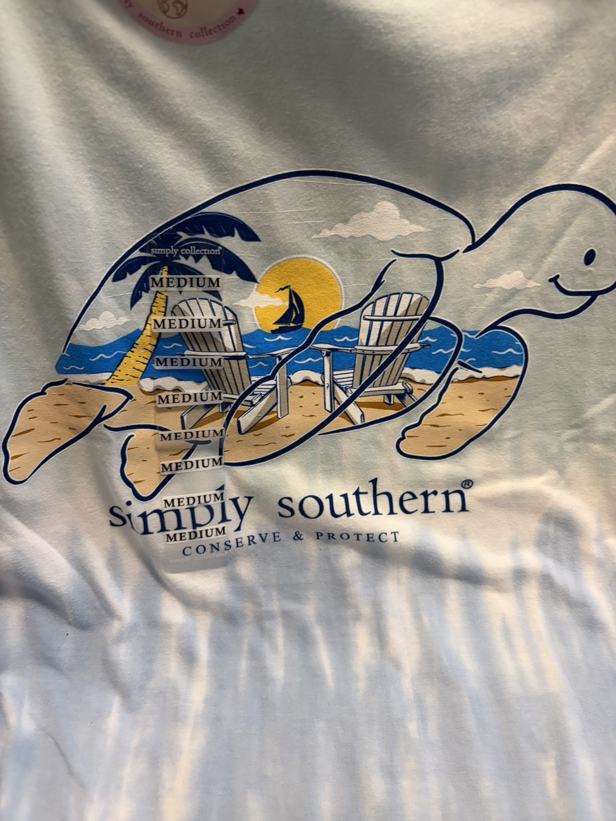 Women’s Simply Southern S/S “Track Your Turtle” T-Shirt – Ombré Blue Size Medium