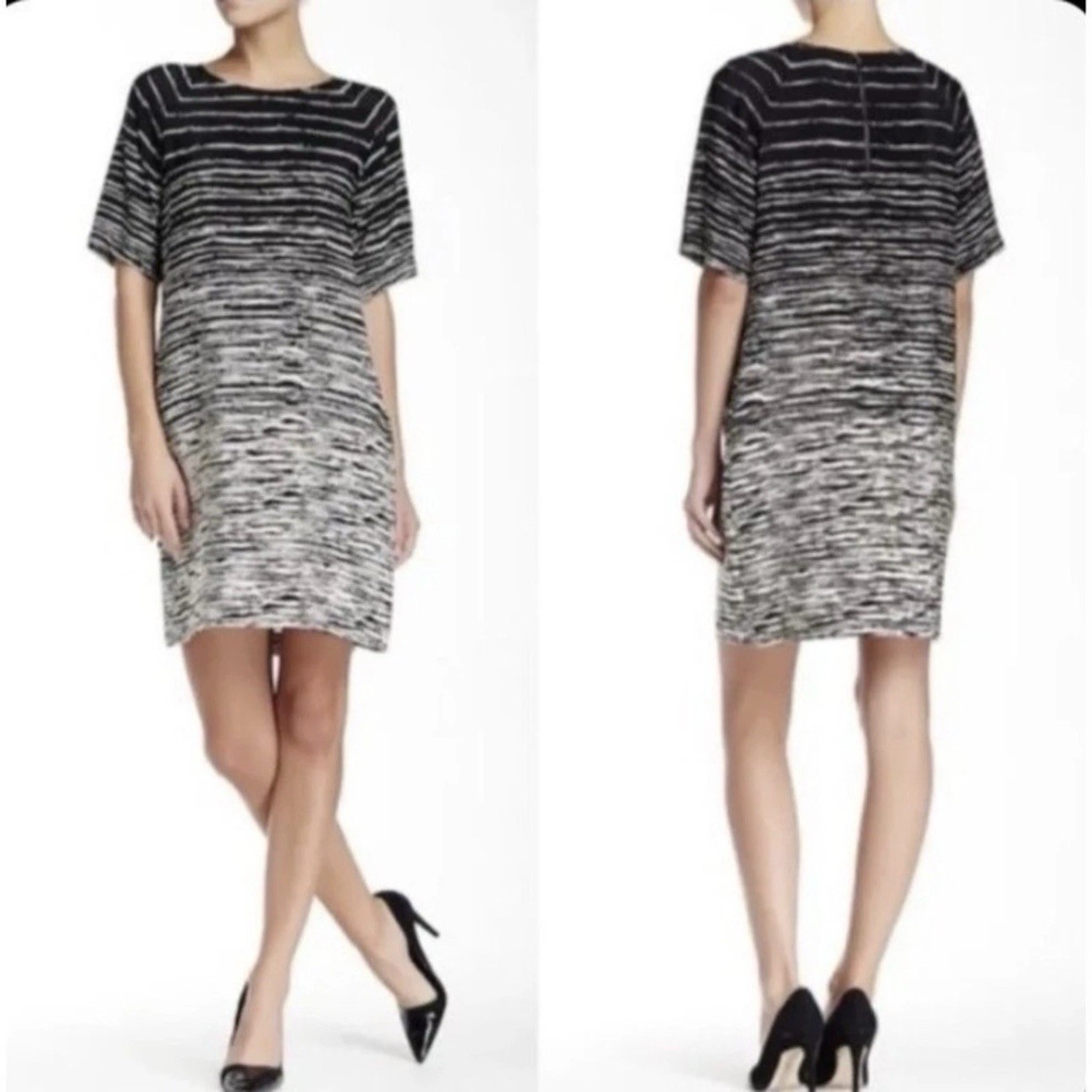 Vince Dress Women’s Size M 100% Silk Shift Monochrome Pockets Mini-Length