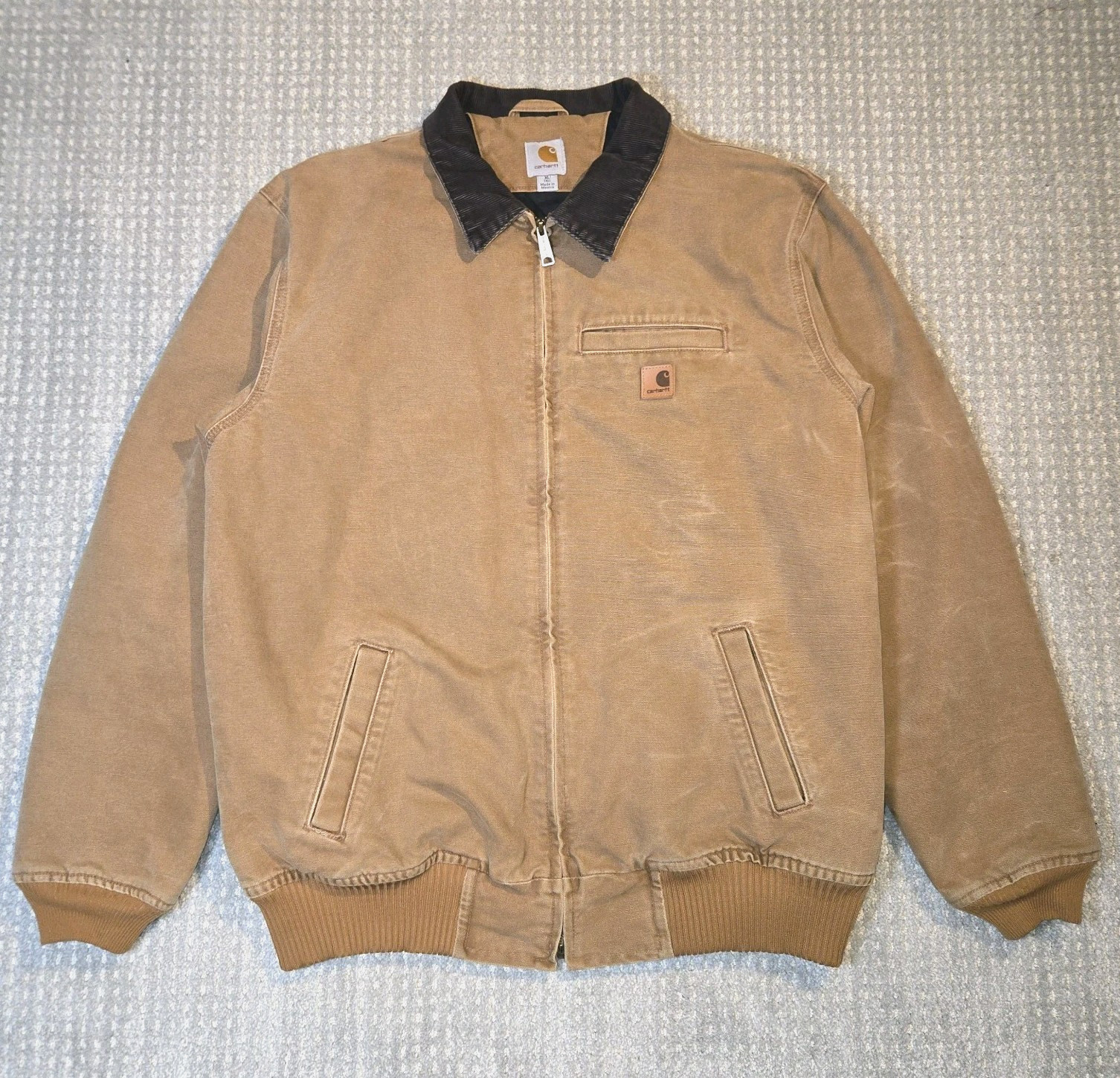 Carhartt Brown Work Jacket Bankston Sz XL Tall Vintage Detroit Style Lined Coat