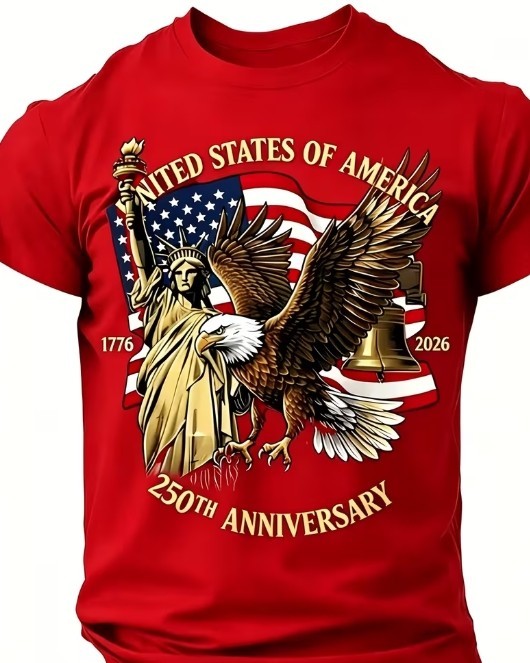 Men’s Patriotic USA 250th Anniversary T-Shirt 1776-2026 American Independence Te