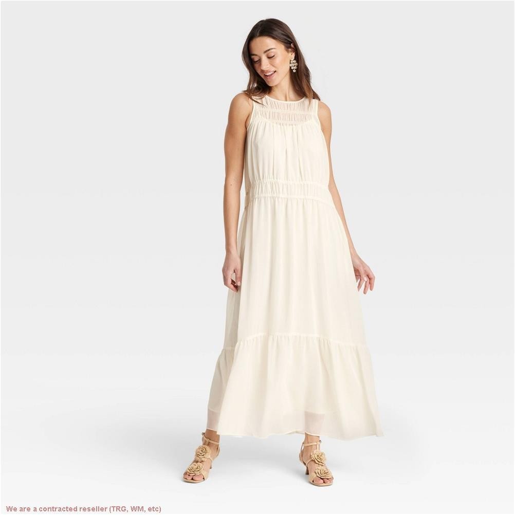 Women’s Sheer Chiffon Maxi Dress – A New Day Cream Medium *SEE DEAL!!!*
