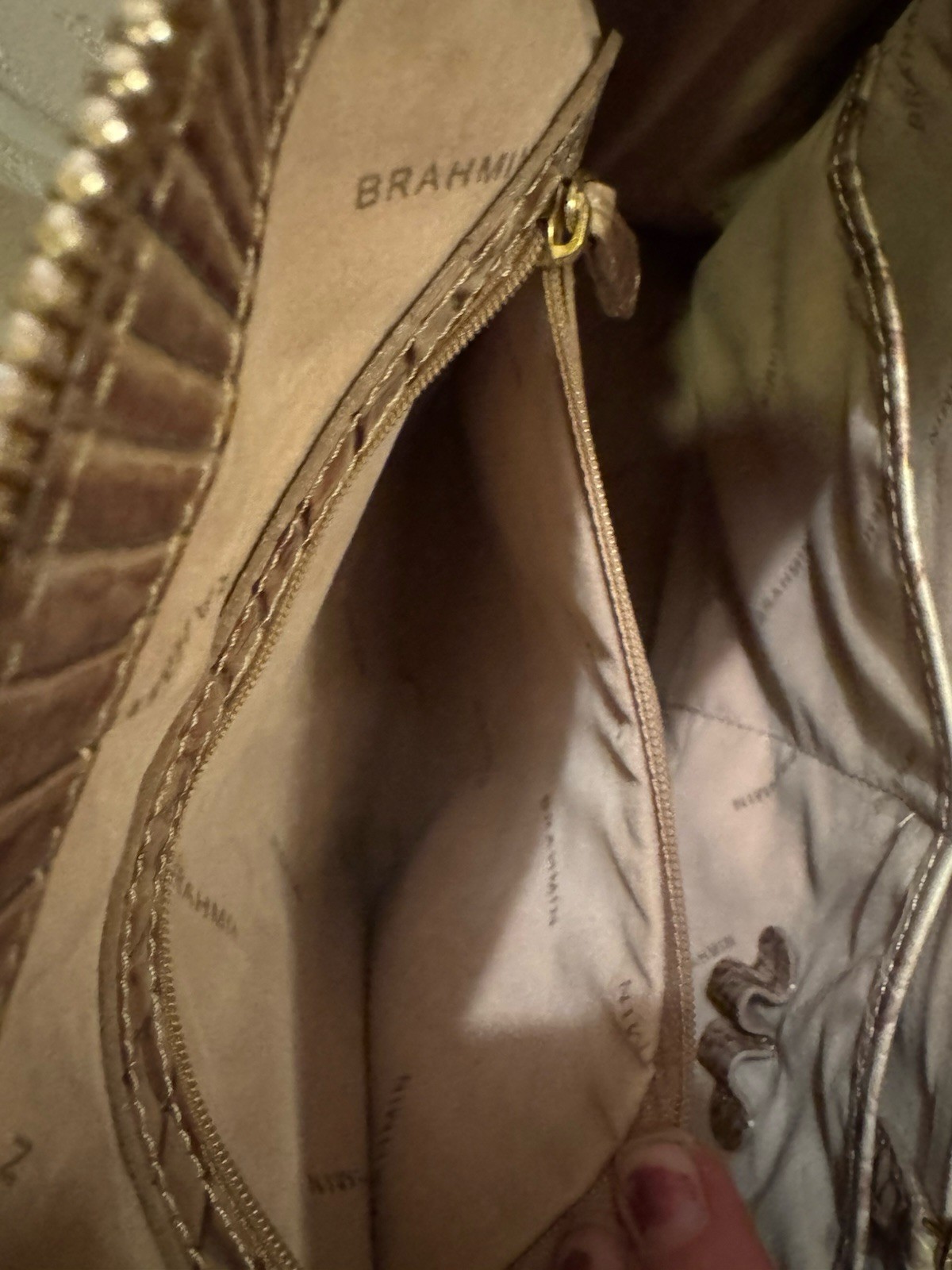 BRAHMIN Anywhere Melbourne Croc Embossed Leather Tote Shoulder Beige Handbag