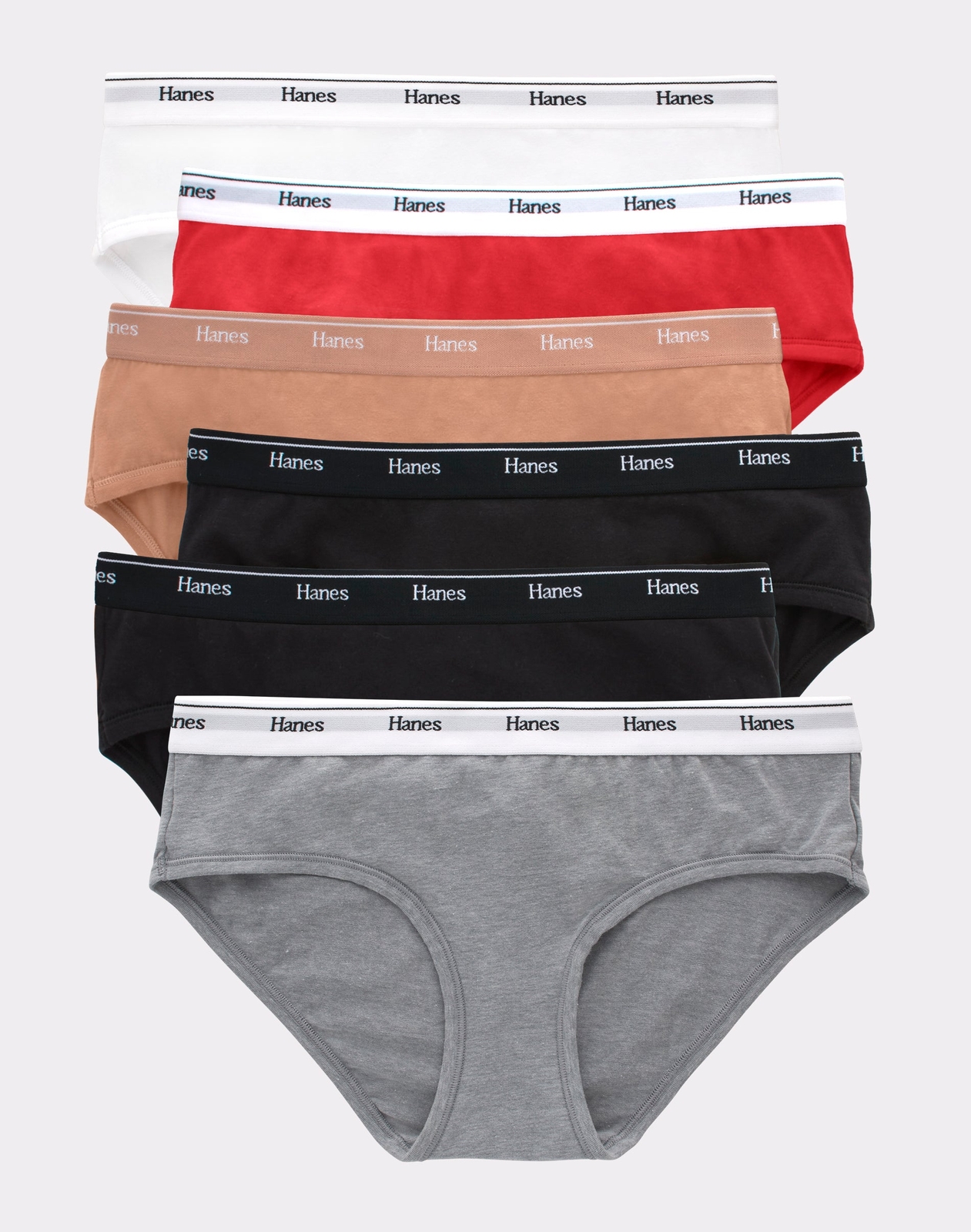 Hanes Originals Women’s Hipster Underwear, Breathable Stretch Cotton, 6-Pack
