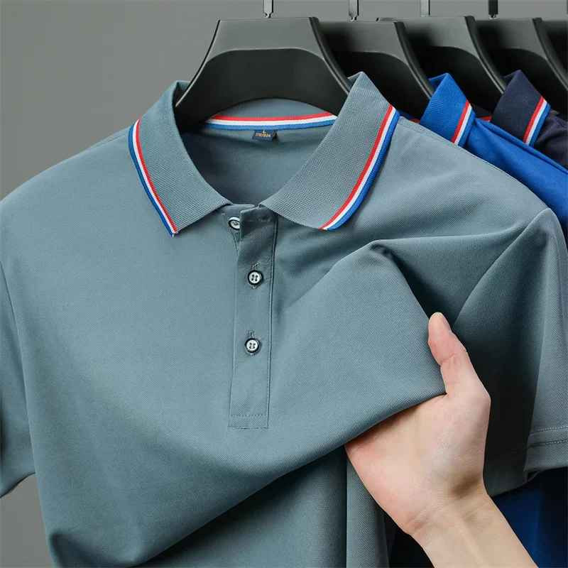 Men’s Solid Polo Shirt Breathable Summer Beach Business Casual Tee Tshirt Gift