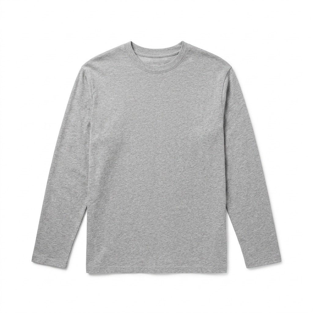 Mens Long Sleeve Crew Neck Shirts Plain Casual Solid Tee Pullover Choice S-2XL