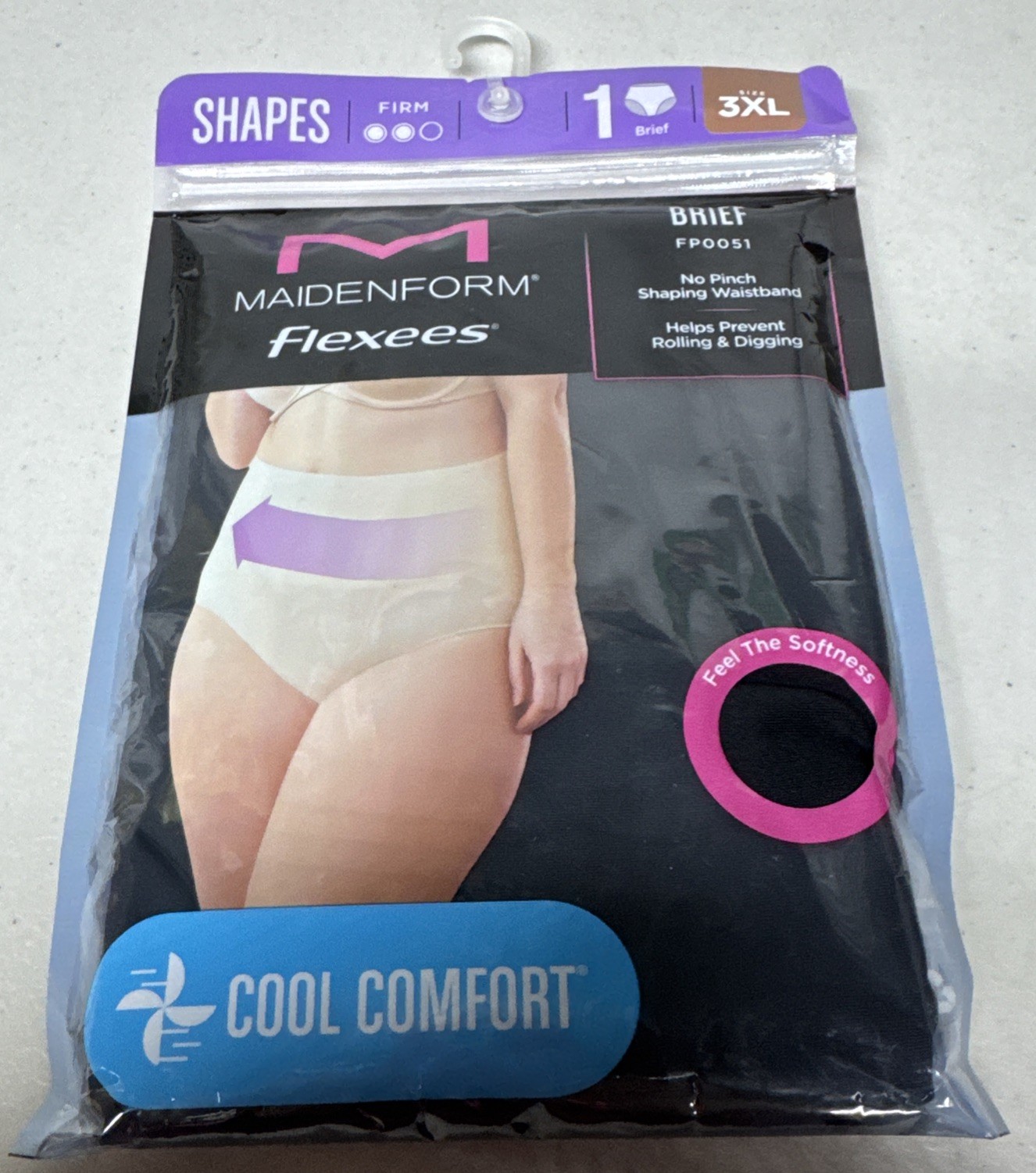 Maidenform Women’s Flexees Shapewear Briefs Cool Comfort Black 3XL FP0051 U15