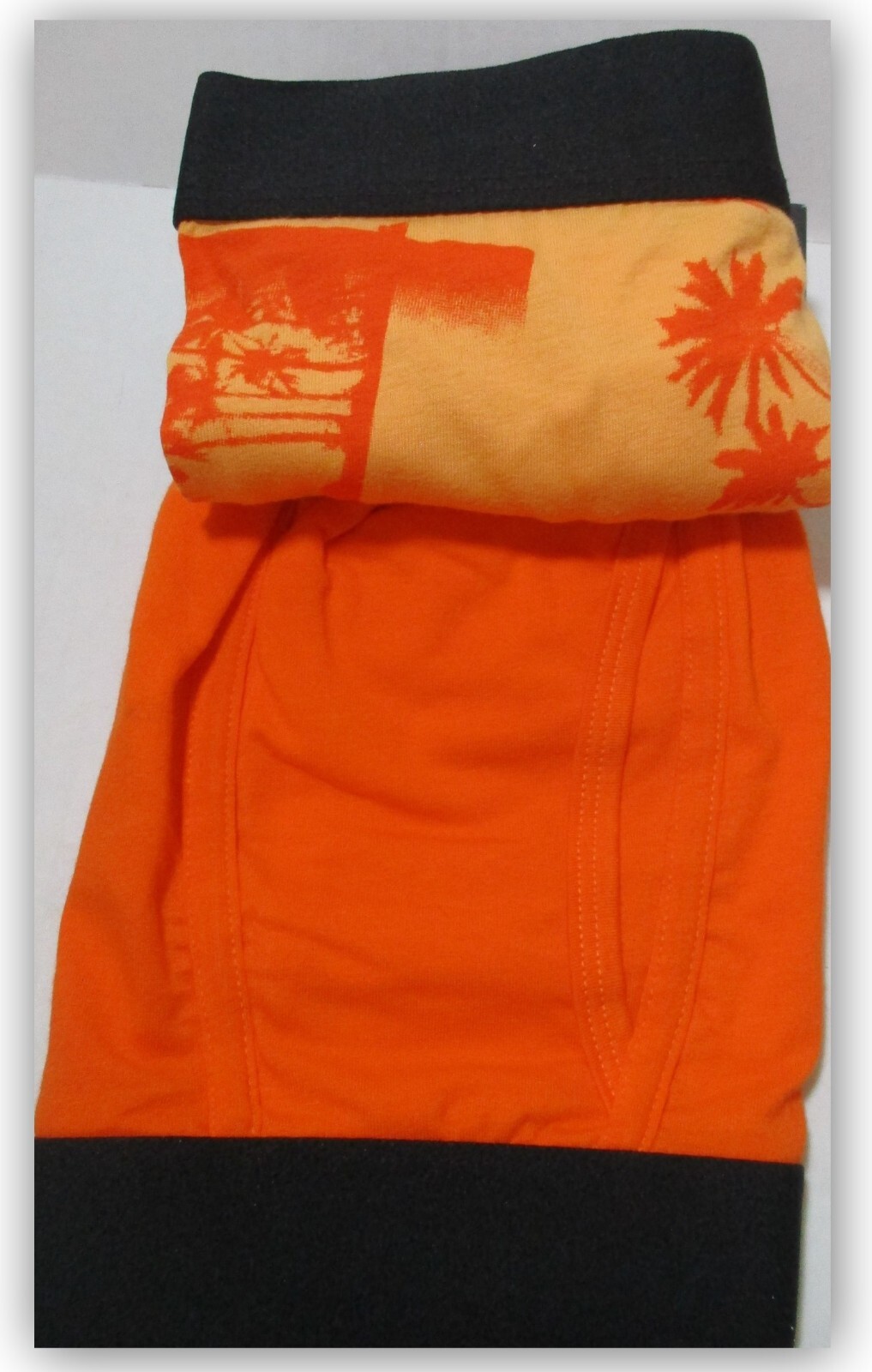 BOXER BRIEFS 2pk Palms Beach Print & Orange soft stretch Knit fabric Original U
