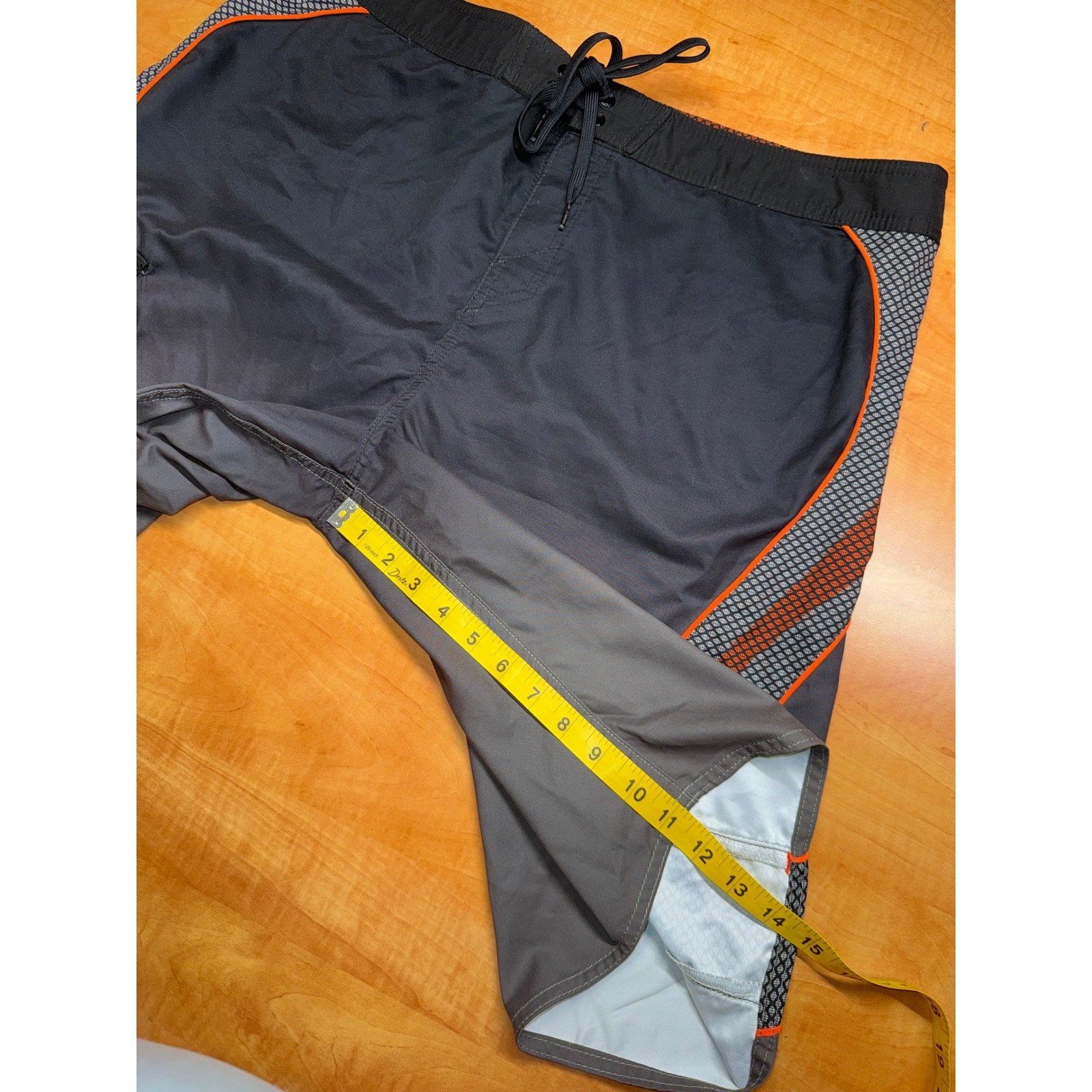 ONeill Mens Board Shorts Size 38 Grey Orange Ombre Cargo Pocket Swim Trunks