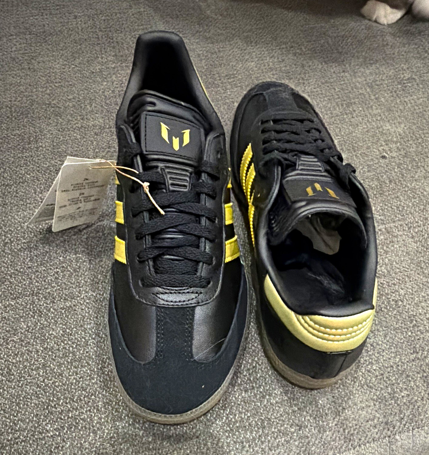 adidas Samba Messi Black/Gold/Beige Low Top Lace Up Soccer Sneakers