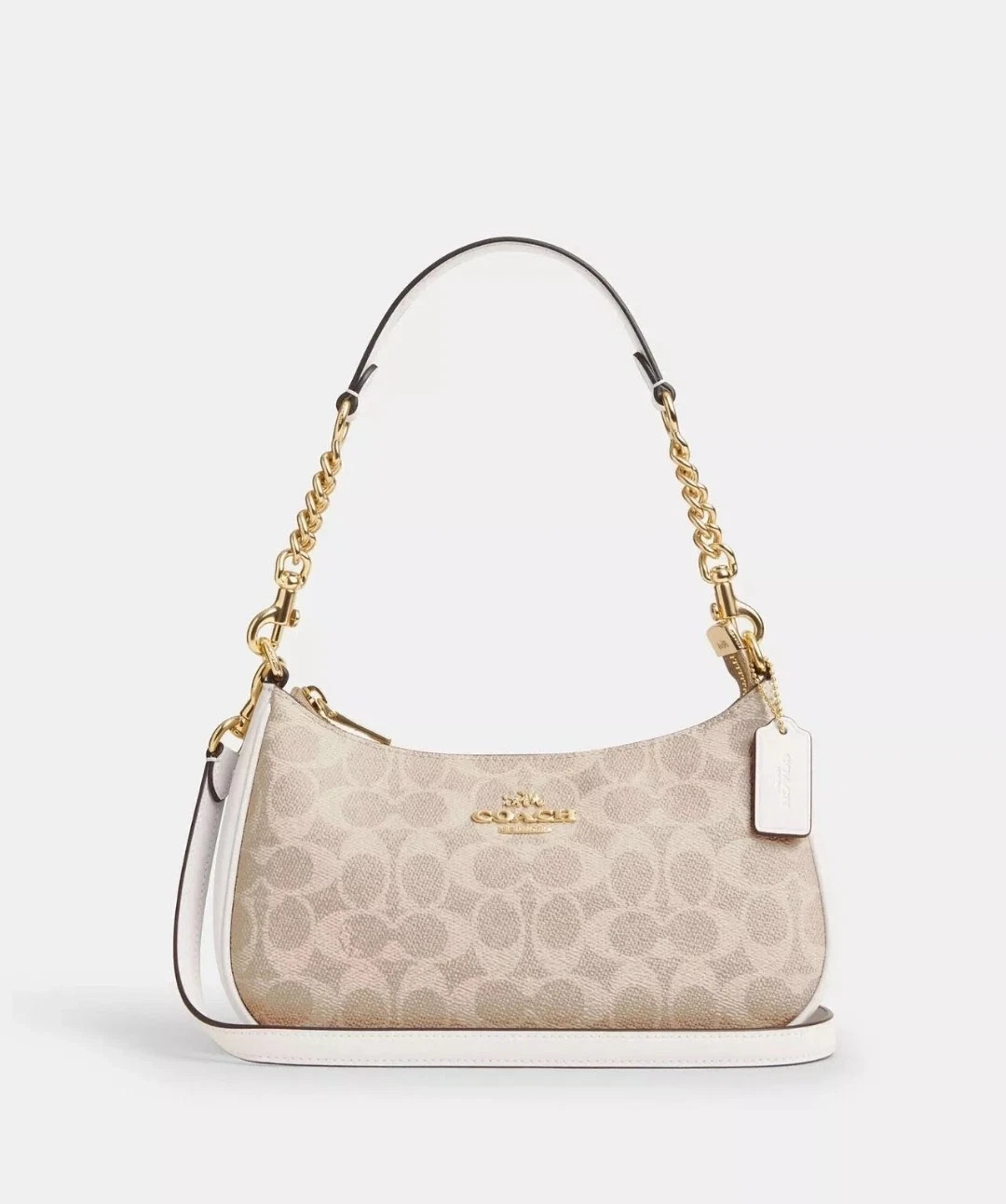 NWT Coach Teri Shoulder Bag In Signature Canvas CV933 Gold/White/Chalk Outlet