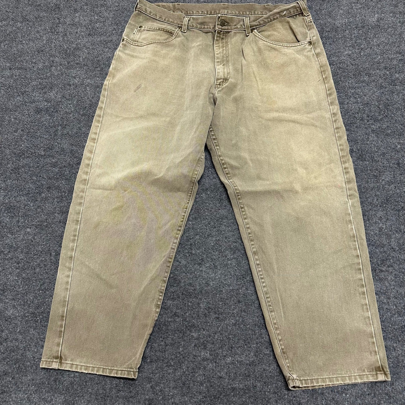 LL Bean Pants Mens Size 40×29 Khaki Olive Relaxed Fit Straight Leg Cotton USA