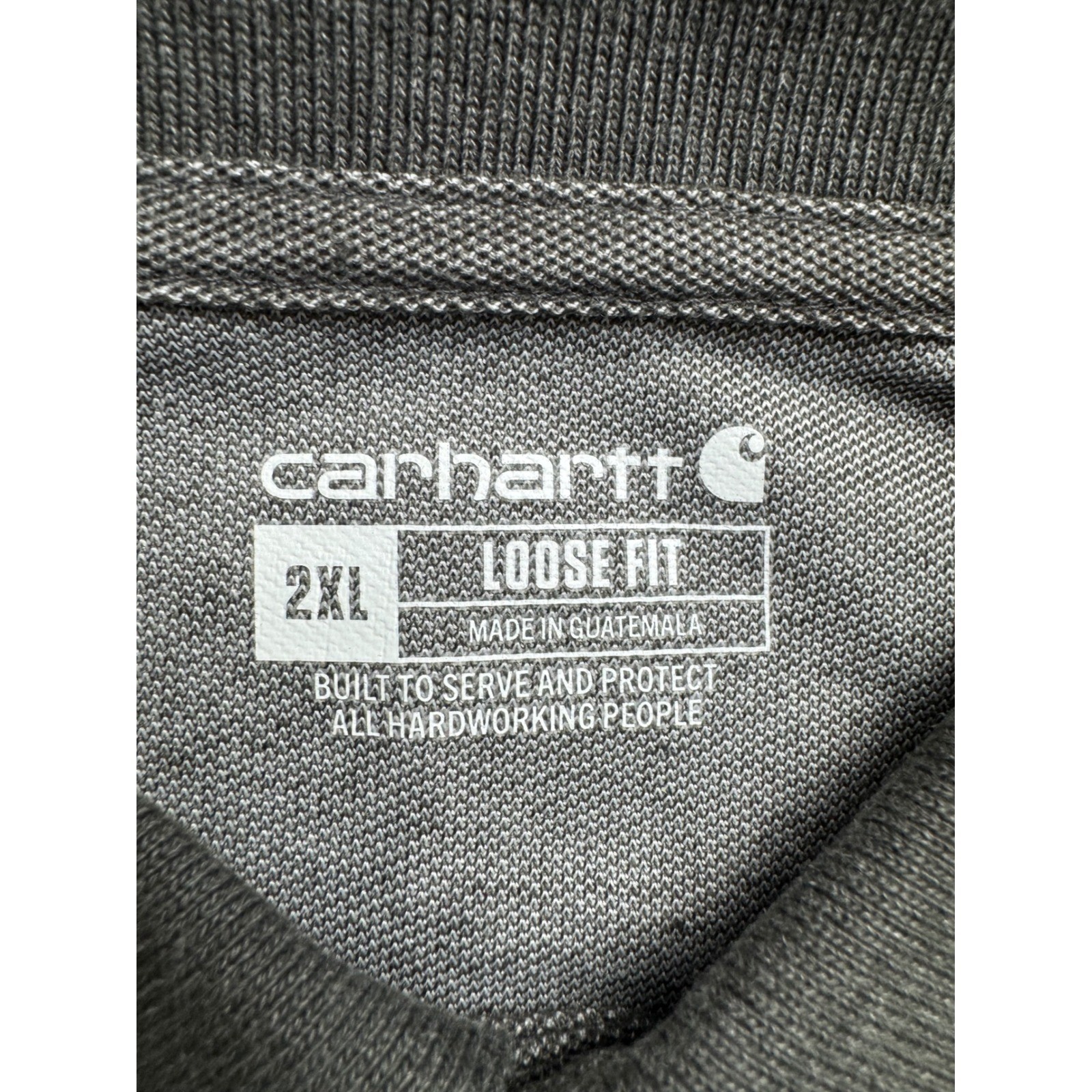 Carhartt Mens 2XL Loose Fit Midweight Short Sleeve Pocket Polo Gray M Irregular