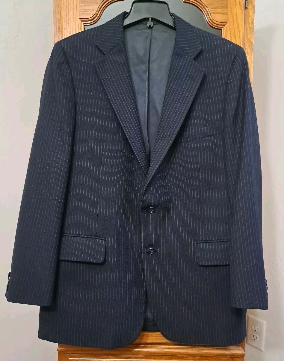 Mens Sport Coat Adams Row 44R Gold Pinstripe Made In USA