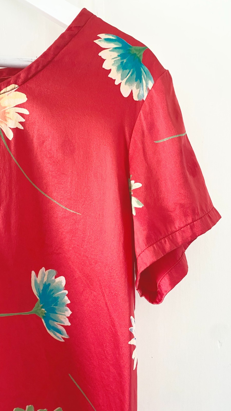 Fenn Wright and Manson for Harrods 100% Silk Red Floral Print Blouse Top