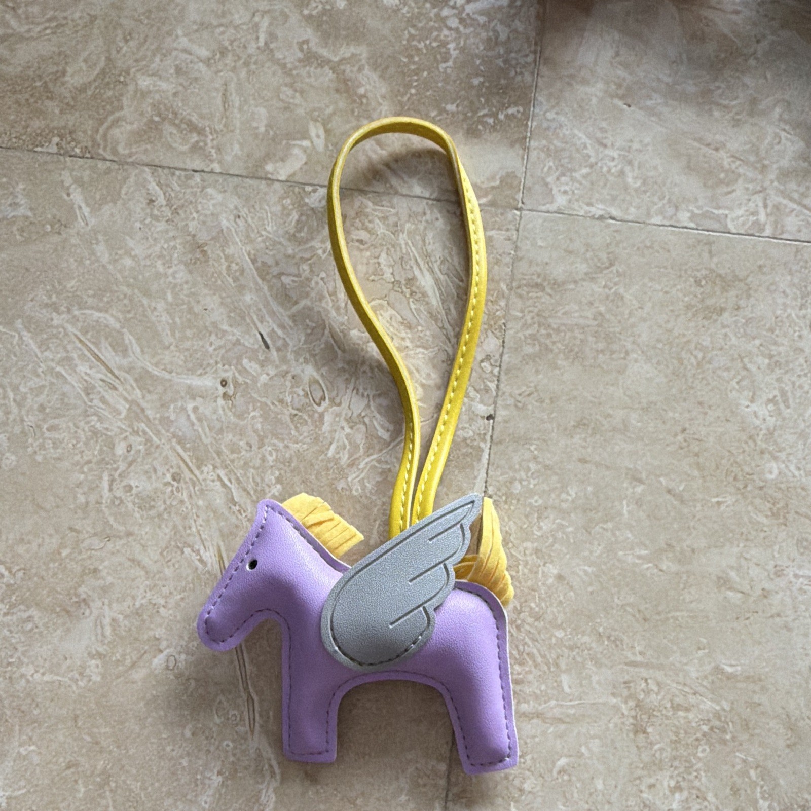 Horse Faux Leather Key Chain Bag Charm Purple Yellow Gray Strap Women