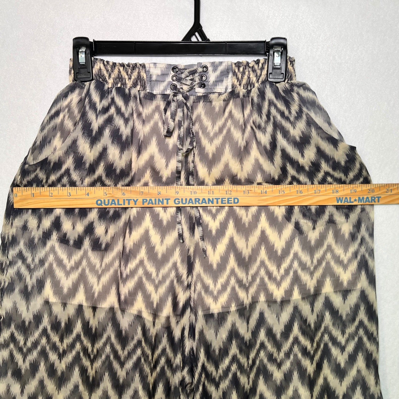 Double Zero Chevron Zig Zag Ombre Boho Chic Wide Leg Pants Smocked Waist L