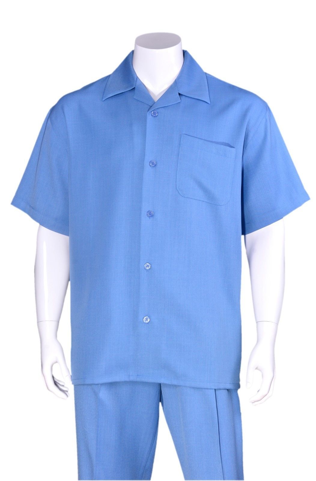 Men’s summer 2-pc walking suit (short sleeve shirt and pants), Solid color #2954