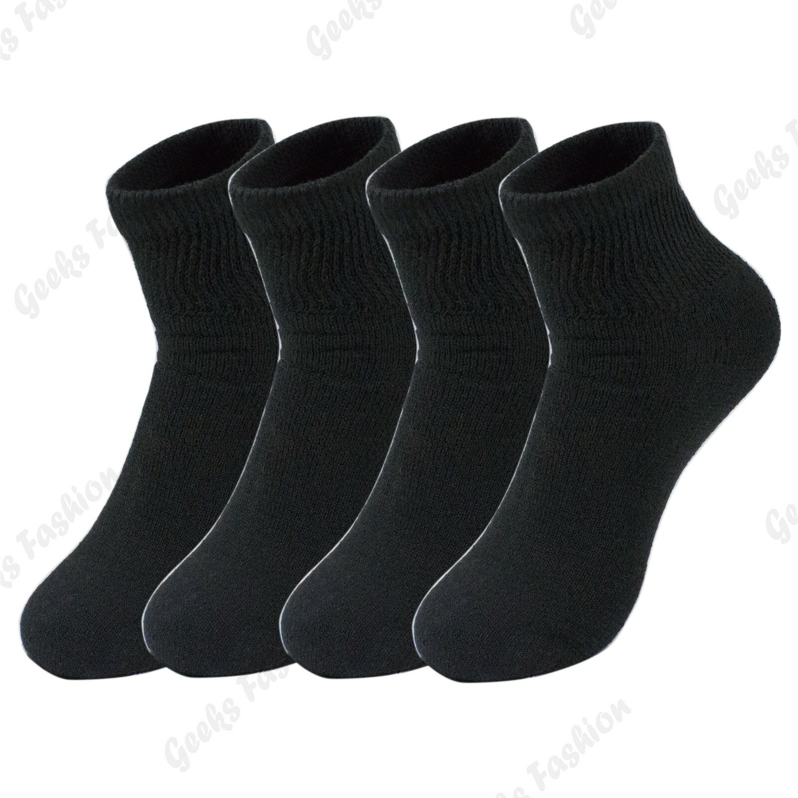3-12 Lots Mens Women Black Ankle Quarter Cotton Loose Fit Socks 9-11 10-13 13-15