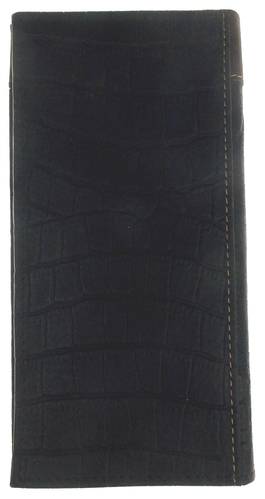 American Bison Rodeo Leather Wallet Crocodile Print Cutout Brown Checkbook Cover